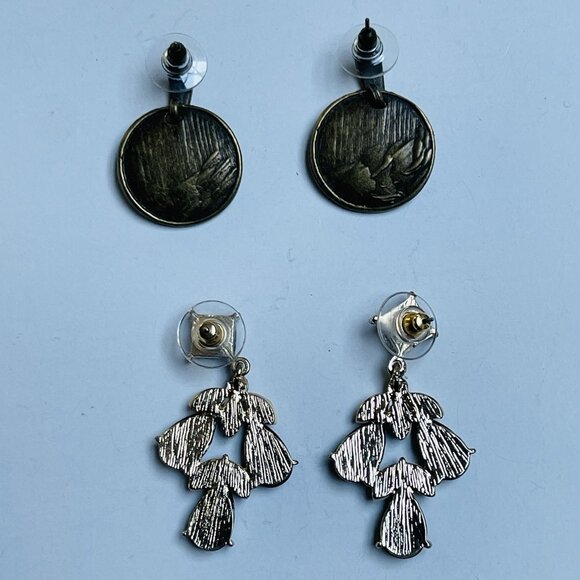 Studded Dangle Chandelier Earrings Black Modernist Boho Grunge Party 2 Pairs - Picture 5 of 7